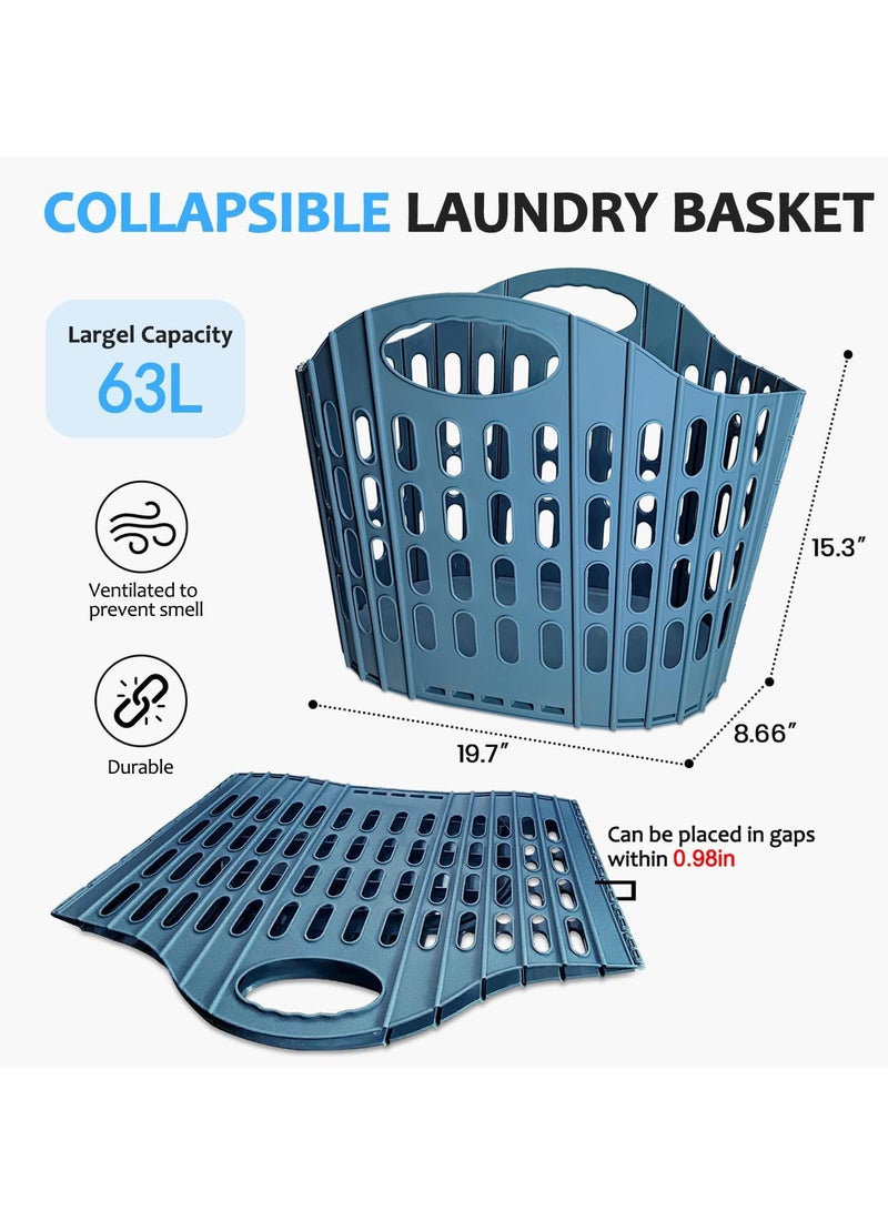 MIXDE Collapsible Laundry Basket, Large Plastic Laundry Hamper with Carry Handle,Space-Saving,Foldable Laundry Baskets for Easy Storage,for Home,Dorm,Travel Use - Image 2
