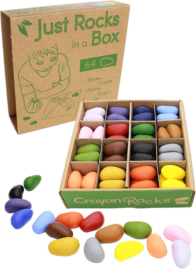 Crayon Rocks Just Rocks in a Box, 16 Colors, Tripod Grip Crayons Made For Handwriting Development in Kids and Toddlers, Fun & Educational, Creative Activity, 4 of Each Color - 64 Count - Image 1