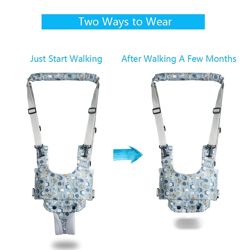 IULONEE Baby Walker, Handheld Kids Toddler Walking Harness Helper Assistant Protective Belt Child Activity Walker Adjustable Standing Up Walking Learning Helper for Toddler 7-24 Month (Blue & Grey) - Image 3