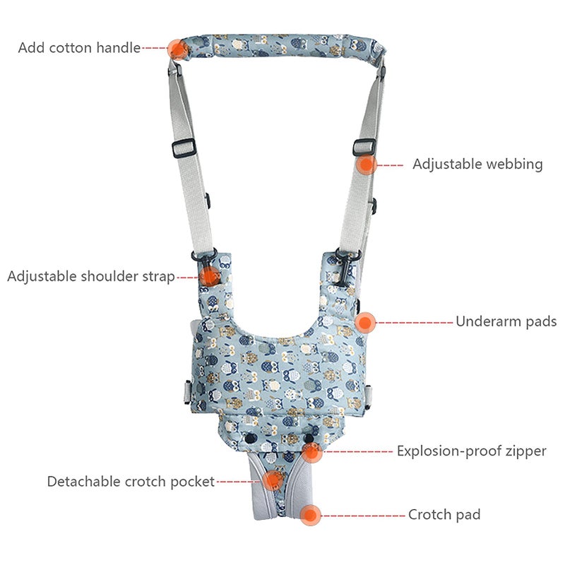IULONEE Baby Walker, Handheld Kids Toddler Walking Harness Helper Assistant Protective Belt Child Activity Walker Adjustable Standing Up Walking Learning Helper for Toddler 7-24 Month (Blue & Grey) - Image 4