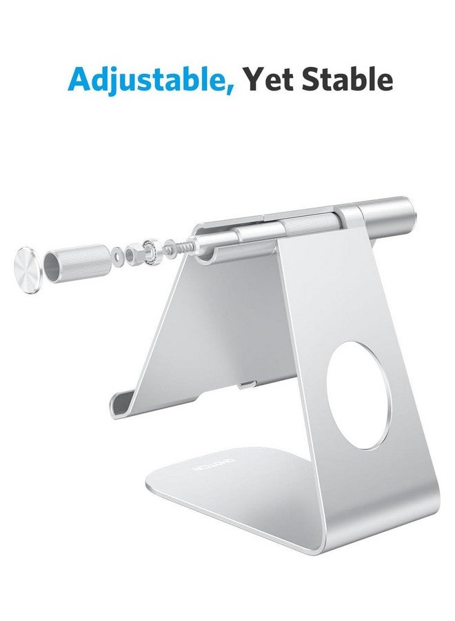 Omoton OMOTON Tablet Stand Holder Adjustable, T1 Desktop Aluminum Tablet Dock Cradle Compatible with iPad Air/Mini, iPad 10.2/9.7, iPad Pro 11/12.9/13, Samsung Tab and More Up to 13 inch, Silver - Image 3