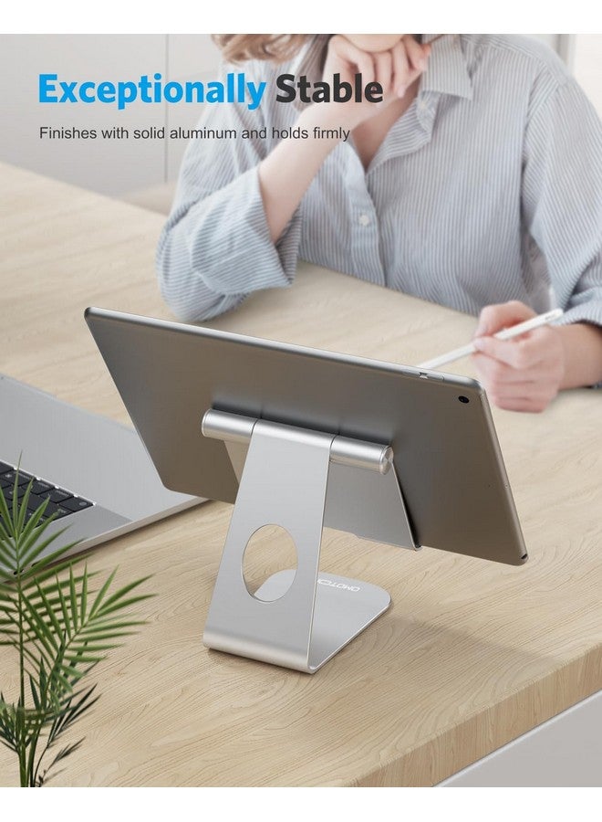 Omoton OMOTON Tablet Stand Holder Adjustable, T1 Desktop Aluminum Tablet Dock Cradle Compatible with iPad Air/Mini, iPad 10.2/9.7, iPad Pro 11/12.9/13, Samsung Tab and More Up to 13 inch, Silver - Image 4