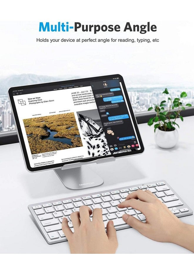 Omoton OMOTON Tablet Stand Holder Adjustable, T1 Desktop Aluminum Tablet Dock Cradle Compatible with iPad Air/Mini, iPad 10.2/9.7, iPad Pro 11/12.9/13, Samsung Tab and More Up to 13 inch, Silver - Image 5