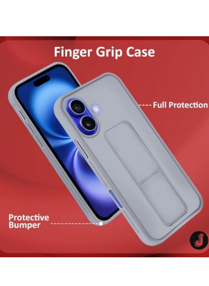 JAJEEK iPhone 16 Plus Titanium Gray Magnetic Car Mount Kickstand Case – Premium Silicone Multi-Stand with Hand Strap Grip - Image 3