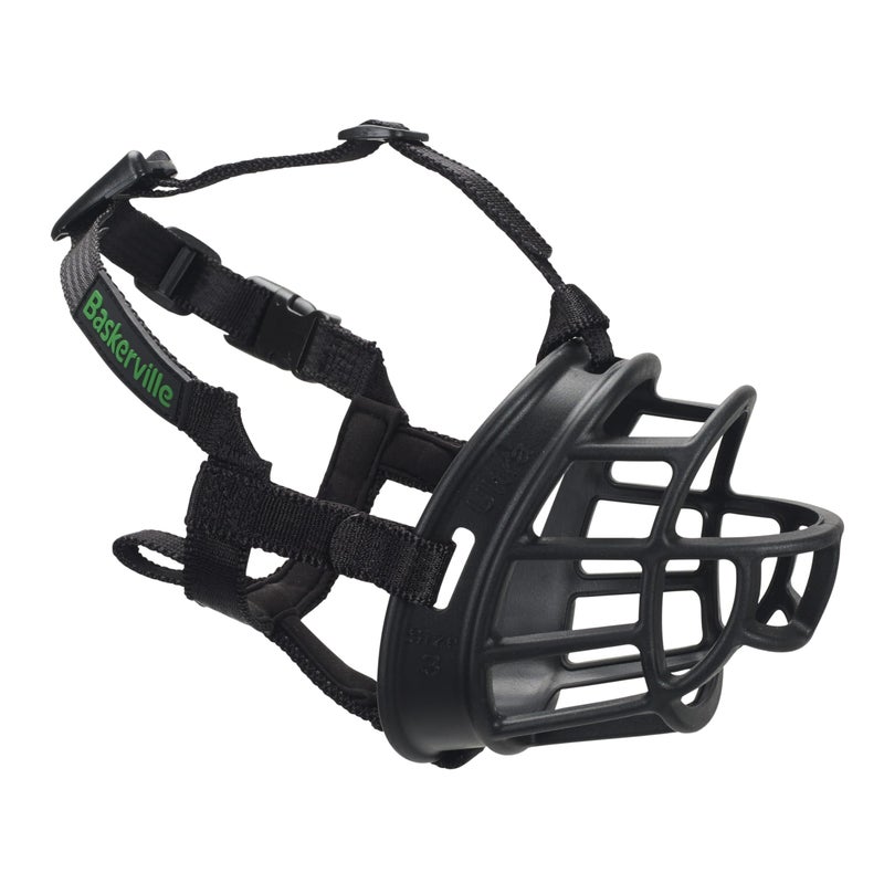 BASKERVILLE Ultra Dog Muzzle- Black Size 4, Perfect for Medium Dogs, Prevents Chewing and Biting, Basket allows Panting and Drinking-Comfortable, Humane, Adjustable, Lightweight, Durable - Image 1