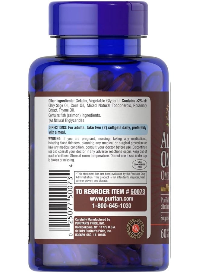 Puritan's Pride Puritan'S Pride All In One Omega 3, 5, 6, 7 And 9 With Vitamin D3, 60 Soft Gel'S  - Image 3