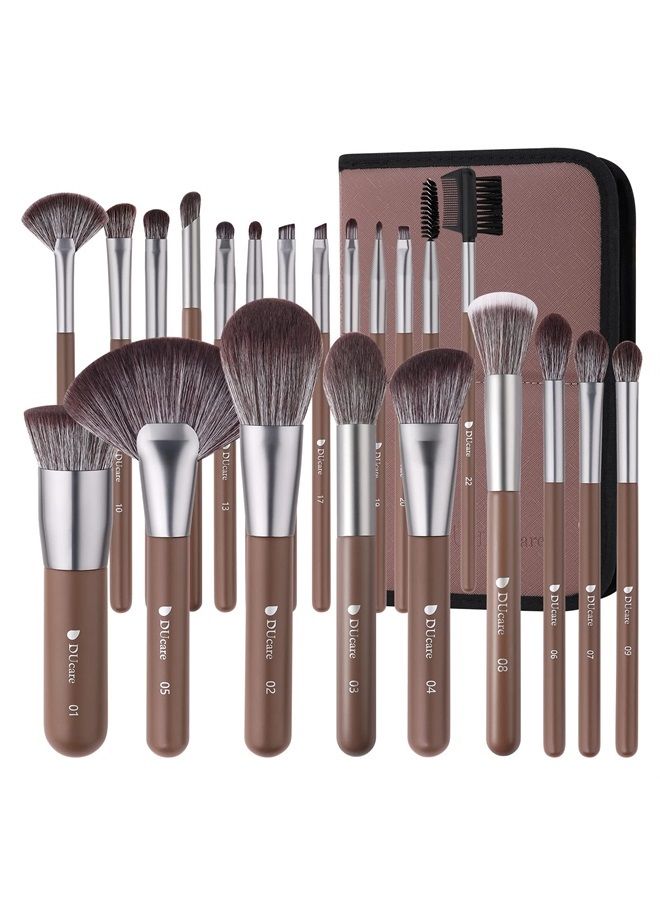 DUcare Makeup Brushes Professional with Bag 22Pcs Makeup Brush Set Premium Synthetic Kabuki Foundation Blending Brush Face Powder Blush Concealers Eye Shadows with Case - Image 1