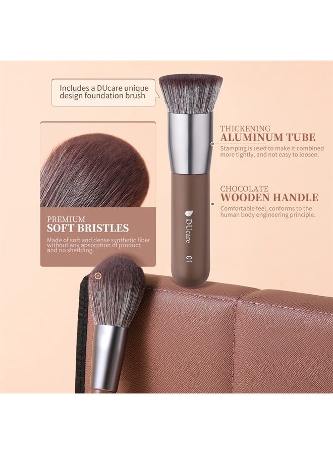 DUcare Makeup Brushes Professional with Bag 22Pcs Makeup Brush Set Premium Synthetic Kabuki Foundation Blending Brush Face Powder Blush Concealers Eye Shadows with Case - Image 2