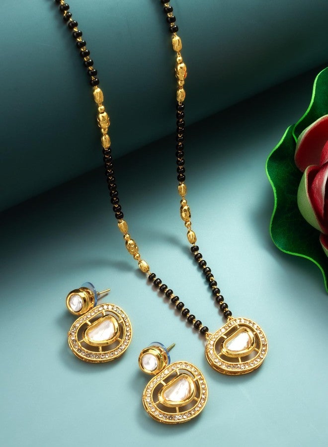 BEVOGUE Premium Mangalsutra for Women Stylish | Gold Plated Black Beads Chain | Elegant Pendant Necklace for Routine Wear, Wedding, Festive Look & Special Gifting - Image 2