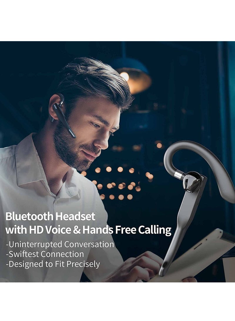 SYOSI Bluetooth Headset Handsfree Wireless Bluetooth Earpiece for Mobile Phone V5.1 Headset with Microphone Noise Cancelling 10H Talking Time Bluetooth Headphone Earphone Headphones + Charging Case - Image 2