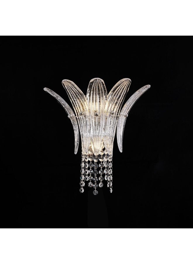 DANUBE HOME Danube Home Florio Crystal Wall Sconce For Living Room, Bed Room, Dining| Indoor Wall Light With 3 - G9 Socket(Bulb Not Included)| Metal+Crystal Frame, Chrome Finish - L28xW27xH280cm (1 Year Warranty)  - Image 2