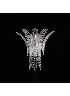 DANUBE HOME Danube Home Florio Crystal Wall Sconce For Living Room, Bed Room, Dining| Indoor Wall Light With 3 - G9 Socket(Bulb Not Included)| Metal+Crystal Frame, Chrome Finish - L28xW27xH280cm (1 Year Warranty)  - Image 1