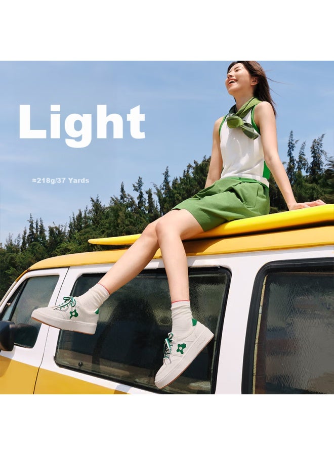 Pansy Canvas Sneakers Women's Summer Cool Breathable Mesh Comfortable Casual Shoes 4240 Milky White Green Size 38 - Image 3
