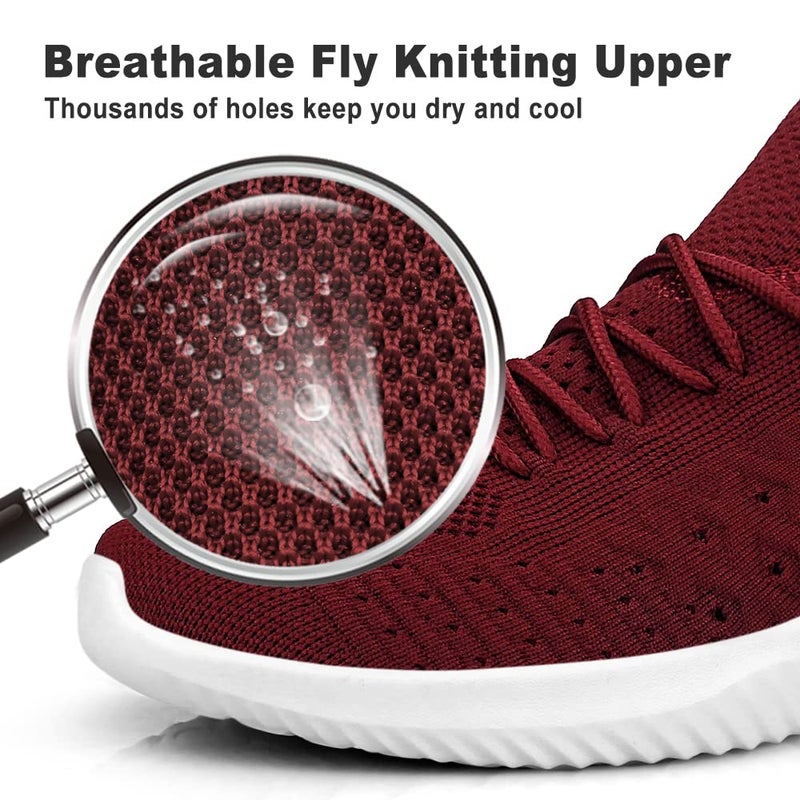 Feethit Mens Slip On Walking Shoes Lightweight Breathable Non Slip Running Shoes Comfortable Fashion Sneakers for Men Burgundy Size 7.5 - Image 4