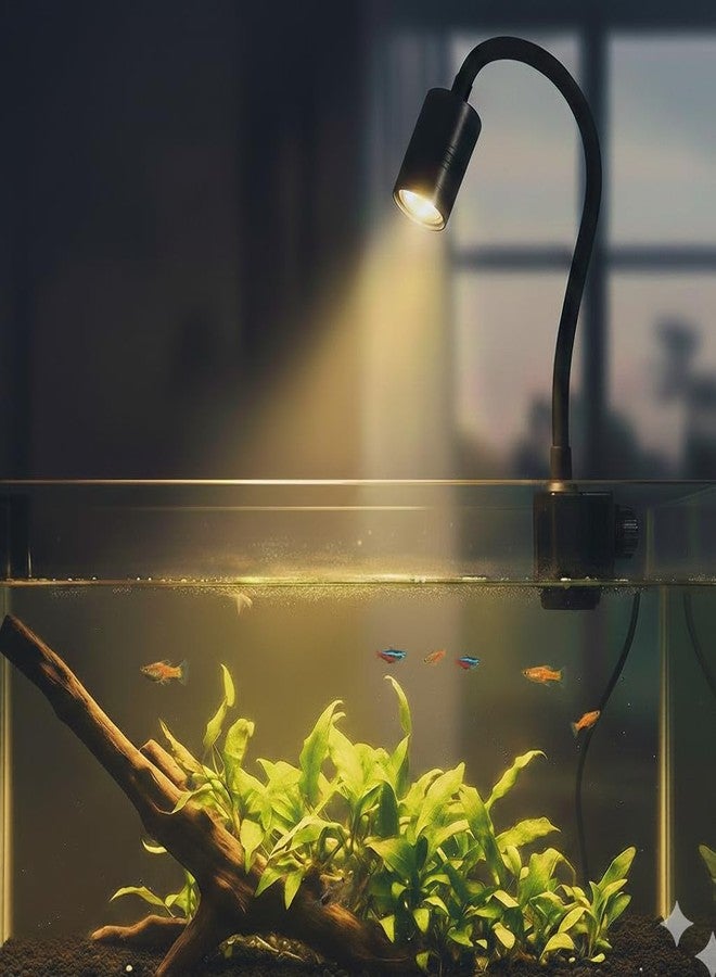 VAYINATO® Mini LED Aquarium Spotlight 1W | Adjustable Focus Warm Light | Waterproof Submersible Lamp for Fish Tank & Aquarium Plants | Compact Clip-On Design - Image 1