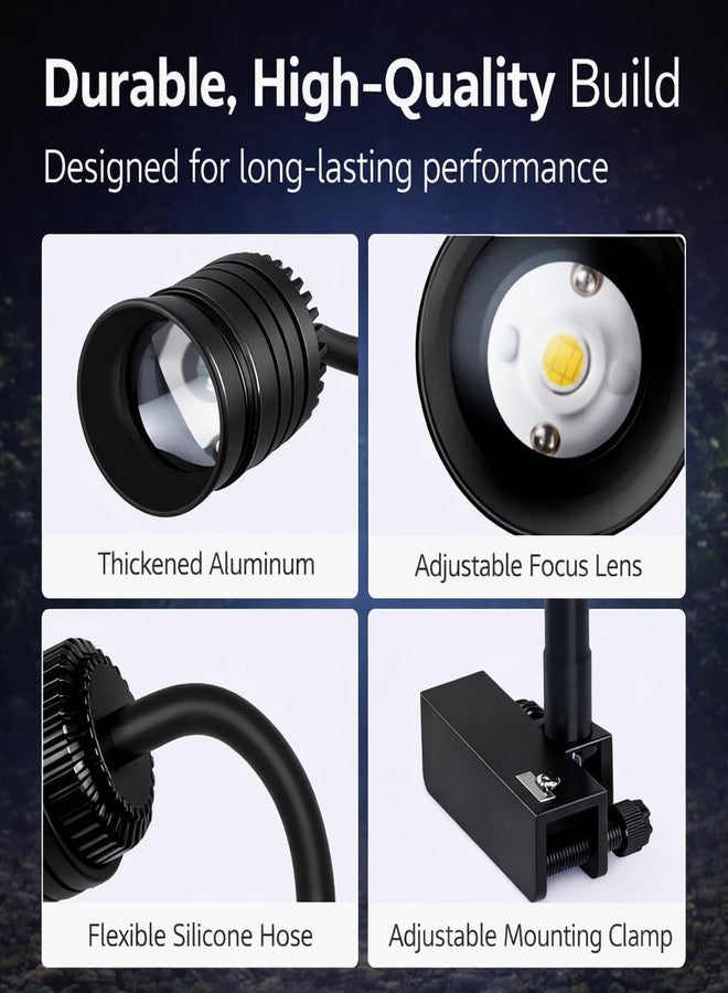 VAYINATO® Mini LED Aquarium Spotlight 1W | Adjustable Focus Warm Light | Waterproof Submersible Lamp for Fish Tank & Aquarium Plants | Compact Clip-On Design - Image 4