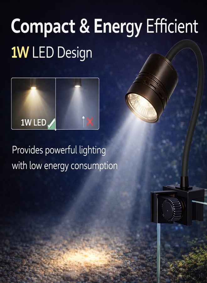 VAYINATO® Mini LED Aquarium Spotlight 1W | Adjustable Focus Warm Light | Waterproof Submersible Lamp for Fish Tank & Aquarium Plants | Compact Clip-On Design - Image 5