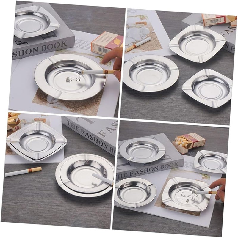 2Pcs Stainless Steel Ashtray with Slot Design for Cigar Indoor Home Office Use - Image 4
