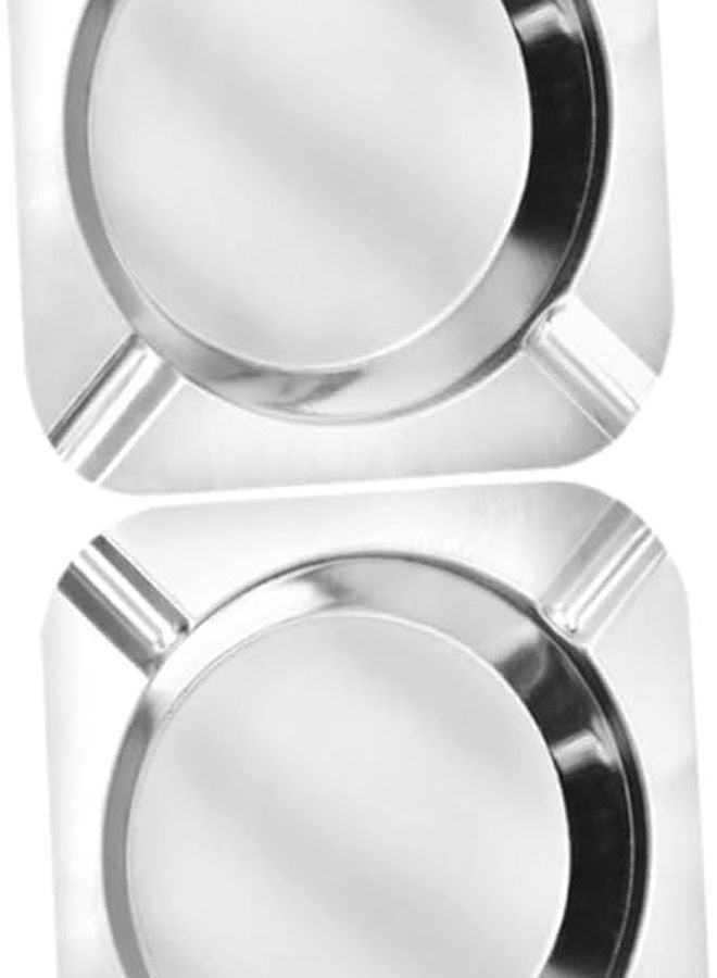 2Pcs Stainless Steel Ashtray with Slot Design for Cigar Indoor Home Office Use - Image 1