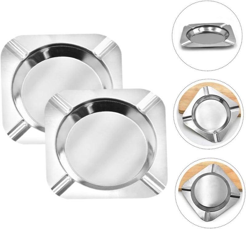 2Pcs Stainless Steel Ashtray with Slot Design for Cigar Indoor Home Office Use - Image 5