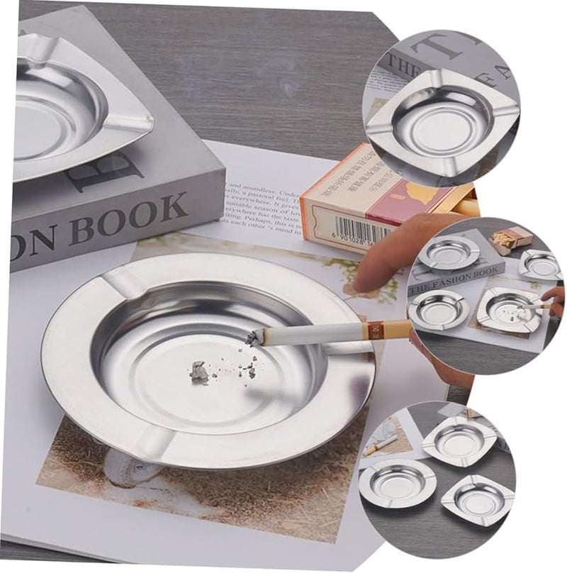 2Pcs Stainless Steel Ashtray with Slot Design for Cigar Indoor Home Office Use - Image 3