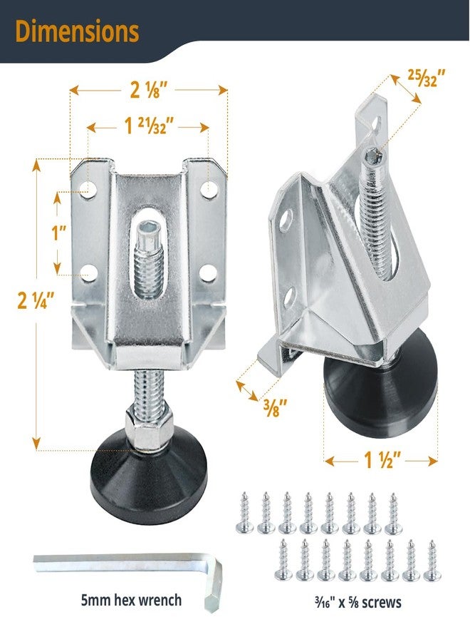 باورتيك أرجل تسوية شديدة التحمل من باور تيك 71136-P2 مع صواميل قفل، عبوة من 8 قطع - Image 2