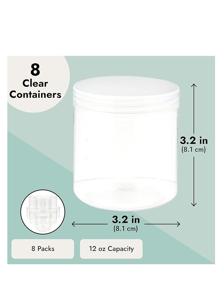 Home zone Clear 12 oz Plastic Jars with Lids 8 Pack Slime Containers for Kids DIY Crafts Home Organization Everyday Use - Image 3