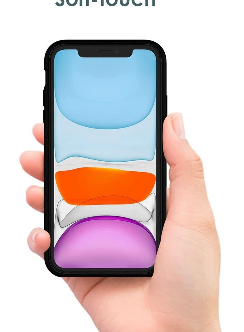 جي تيك جراب JETech من السيليكون لهاتف iPhone 11 (2019) مقاس 6.1 بوصة ، جراب واقٍ لكامل الجسم بملمس حريري ناعم الملمس ، غطاء مقاوم للصدمات مع بطانة من الألياف الدقيقة (أسود) - Image 4
