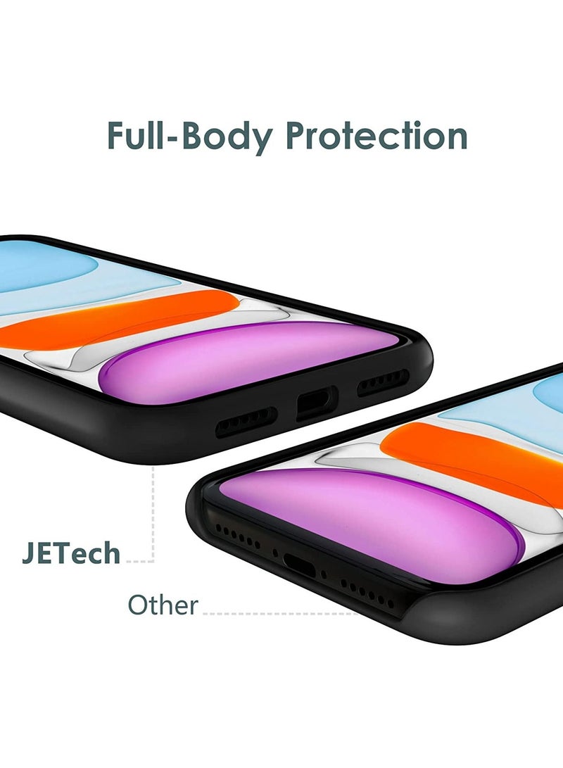 جي تيك جراب JETech من السيليكون لهاتف iPhone 11 (2019) مقاس 6.1 بوصة ، جراب واقٍ لكامل الجسم بملمس حريري ناعم الملمس ، غطاء مقاوم للصدمات مع بطانة من الألياف الدقيقة (أسود) - Image 3