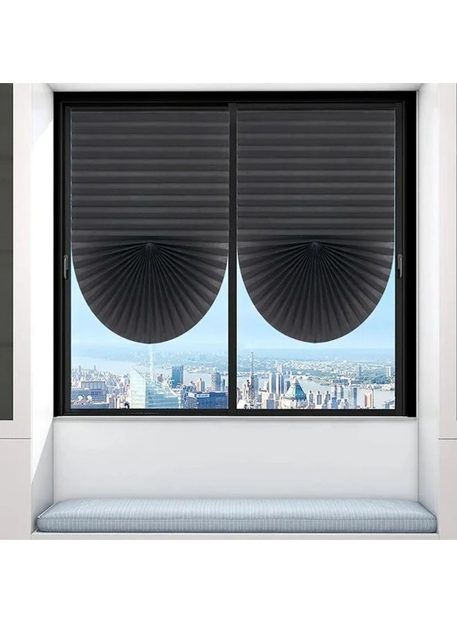 Cordless No Drill Pleated Shade Curtains Blackout Blinds 35.43 x 70.87 Inch Black Color Peel Stick Installation - Image 1