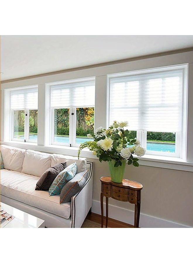 Cordless No Drill Pleated Shade Curtains Blackout Blinds 35.43 x 70.87 Inch Black Color Peel Stick Installation - Image 2