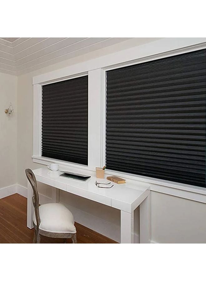 Cordless No Drill Pleated Shade Curtains Blackout Blinds 35.43 x 70.87 Inch Black Color Peel Stick Installation - Image 5