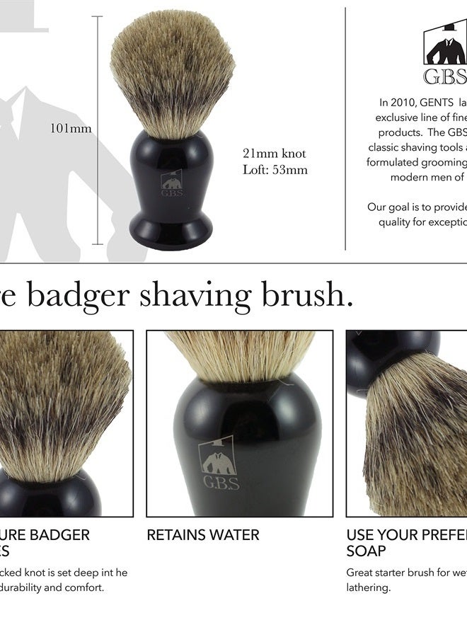 G.B.S 9 Piece Shaving Set - Non-Slip DE Safety Razor Shaving Brush Stand 5oz Sandalwood Aftershave, Mug with G.B.S Natural Soap and 15 Blades Adjustable Convenient