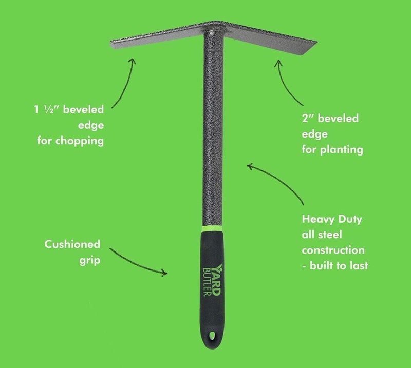 Yard Butler Terra Garden Hand Tools - Weeding Hand Tiller Tool for Efficient Gardening - Weed Remover Tool for Lawn & Garden Care - Durable Gardening Accessory, Mattock - Image 1