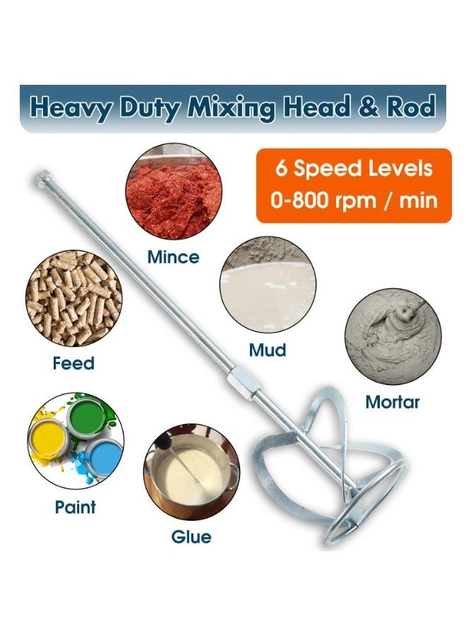 والالا خلاطة أسمنت، خلاطة خرسانة كهربائية محمولة بقوة 2100 واط، خلاطة ملاط ​​محمولة مع 6 سرعات قابلة للتعديل، خلاطة طين محمولة لخلط الخرسانة والملاط والطلاء والطين والجص والملاط الرقيق - Image 4