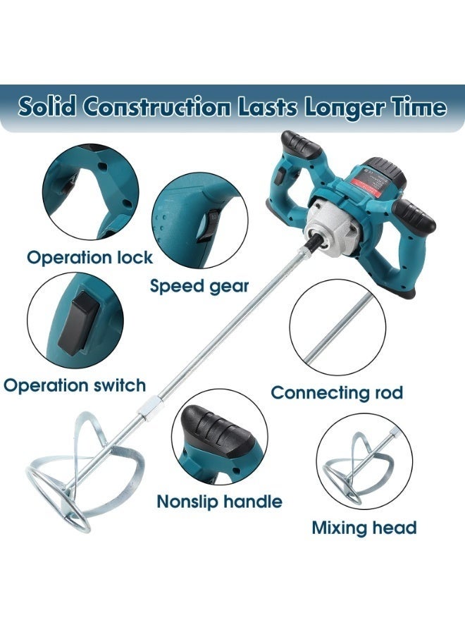 والالا خلاطة أسمنت، خلاطة خرسانة كهربائية محمولة بقوة 2100 واط، خلاطة ملاط ​​محمولة مع 6 سرعات قابلة للتعديل، خلاطة طين محمولة لخلط الخرسانة والملاط والطلاء والطين والجص والملاط الرقيق - Image 2