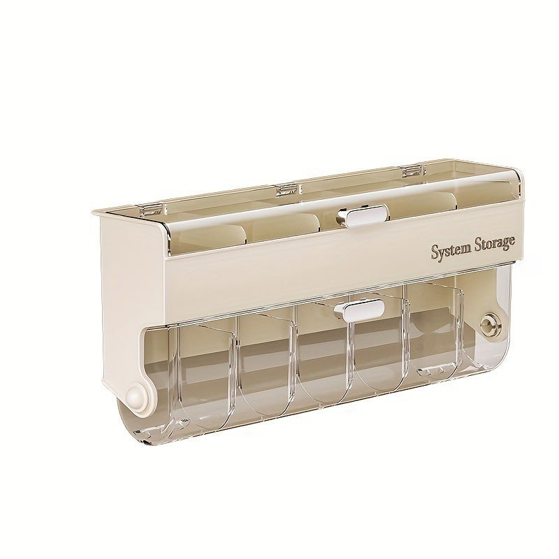 Storage Box Household Wall-mounted Underwear Storage Box Underwear Socks Punch-free Storage Rack Multifunctional Data Cable Finishing(Cream) - Image 1