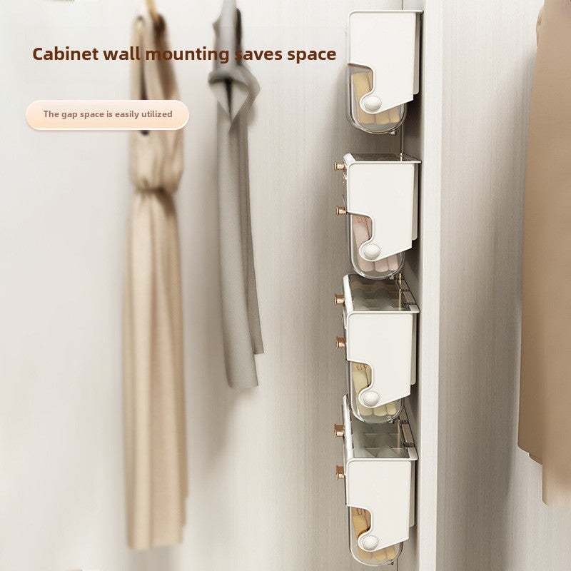 Storage Box Household Wall-mounted Underwear Storage Box Underwear Socks Punch-free Storage Rack Multifunctional Data Cable Finishing(Cream) - Image 5