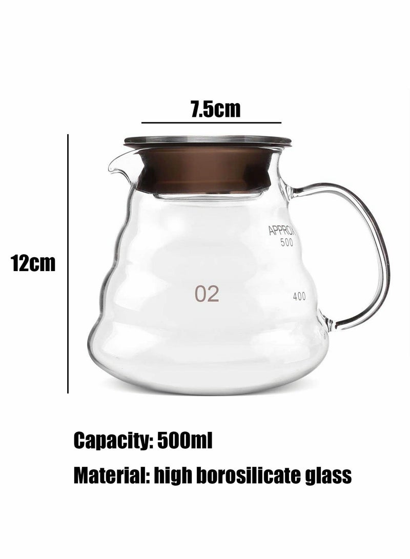 XiuWoo Glass Coffee Kettle, Thickened Heat Resistant Glass, Hand Pot, Cloud Pot Filter Cup Sharing Household Pitcher (500ML) - Image 2