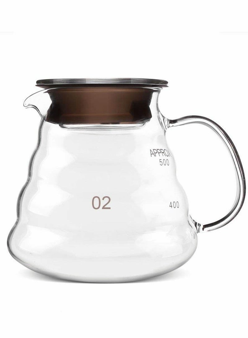 XiuWoo Glass Coffee Kettle, Thickened Heat Resistant Glass, Hand Pot, Cloud Pot Filter Cup Sharing Household Pitcher (500ML) - Image 1