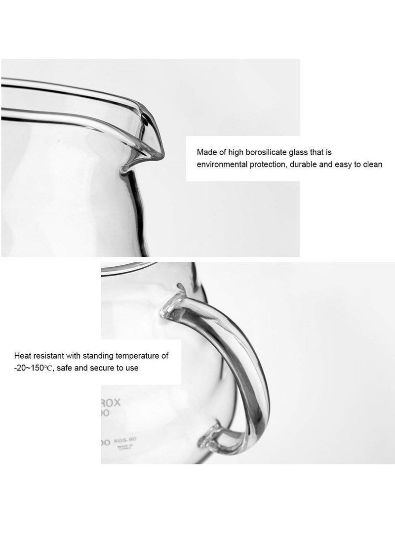 XiuWoo Glass Coffee Kettle, Thickened Heat Resistant Glass, Hand Pot, Cloud Pot Filter Cup Sharing Household Pitcher (500ML) - Image 4
