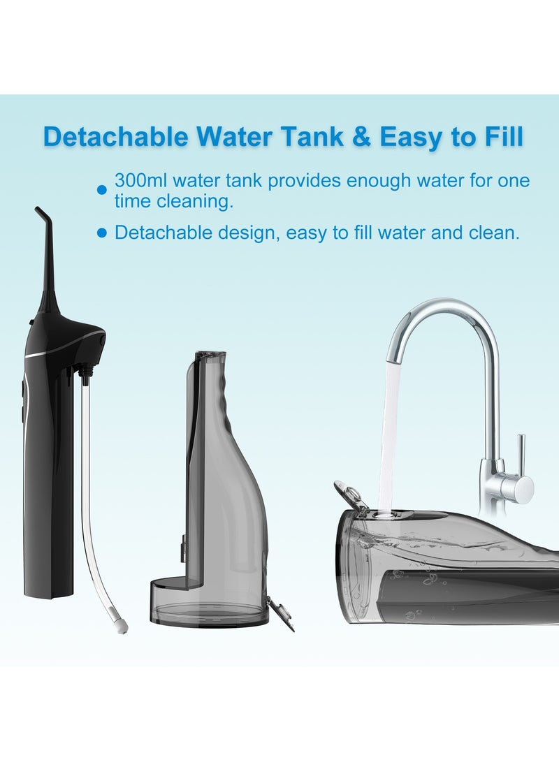 Digi Core جهاز تنظيف الأسنان بالماء، جهاز ري فموي محمول، 300 مل، منظف أسنان لاسلكي قابل لإعادة الشحن مع 4 أوضاع و5 رؤوس نفث، بطارية 2000 مللي أمبير/ساعة، شحن سريع من النوع C، مقاوم للماء IPX7، توقيت دقيقتان وجهاز تنظيف أسنان بالماء منخفض الضوضاء، تصميم للمنزل والسفر، أسود - Image 3