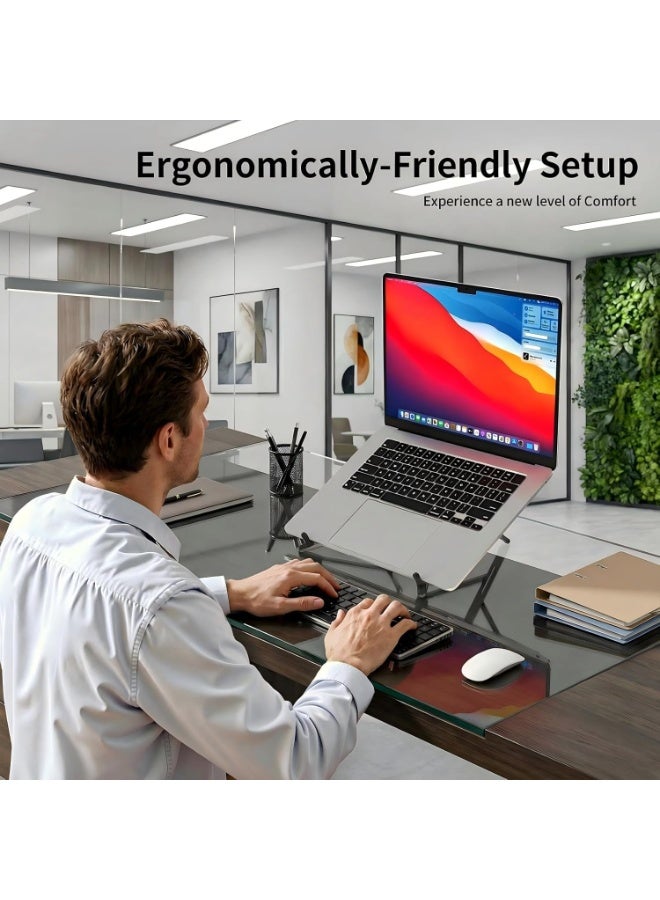 MONOGUE Adjustable Laptop Stand for Desk, MagSafe Compatible Portable Foldable Computer Riser for MacBook, iPhone, iPad, Tablet - Lightweight Aluminum, N52 Magnetic Grip, Perfect for Office, Home, Traveling - Image 3