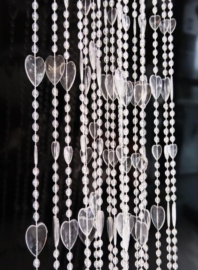 ave split Beaded Curtain Doorways Acrylic Hanging Heart shape Door Beads String Curtains Tassel Room Divider Screen Decor for Doorway Window Living Room Wedding (043heart clear, 39 inch x 78.7 inch) - Image 2