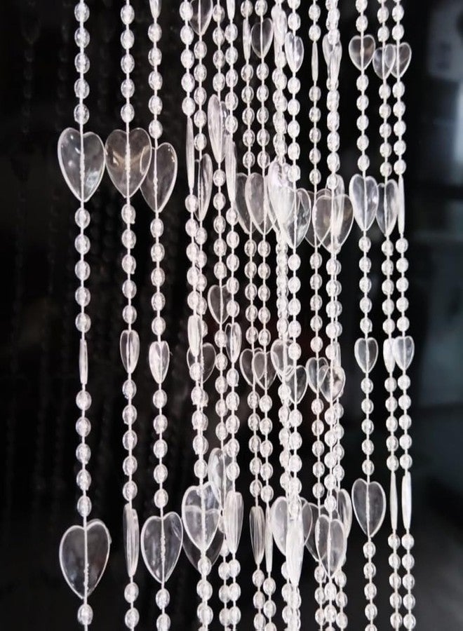 ave split Beaded Curtain Doorways Acrylic Hanging Heart shape Door Beads String Curtains Tassel Room Divider Screen Decor for Doorway Window Living Room Wedding (043heart clear, 39 inch x 78.7 inch) - Image 1