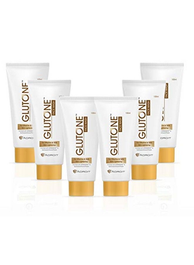GLUTONE Face Wash; Glow & Radiance Face Wash; With Fruit Extracts; Enriched Hydrolyzed Almond Protein; Sugarbased Formula; 100Ml (Pack Of 6) - Image 1