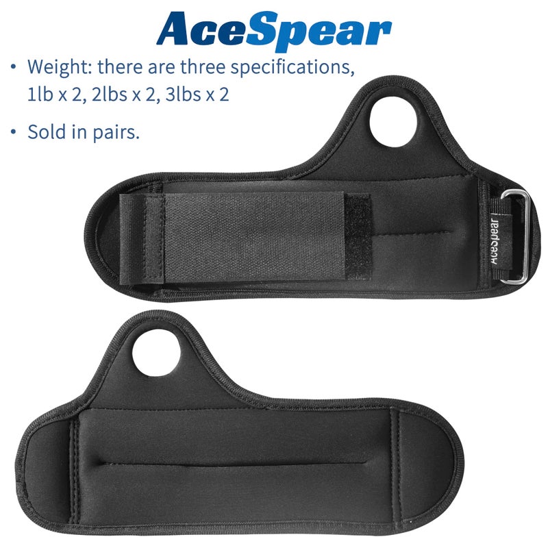 AceSpear Wrist Weights with Thumb Loops Lock for Men Women 1lb*2 2lbs*2 3lbs*2 Ankle Weights Weighted Gloves for Running Strength Training Walking Exercises (Black, 3 lbs x 2) - Image 2