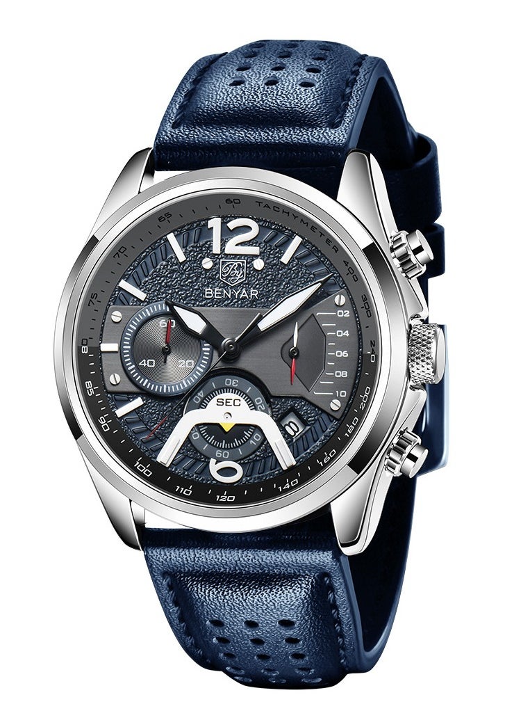 BENYAR - Watches for Men Quartz Leather Water Resistant Watch  5171WTBU - Image 1