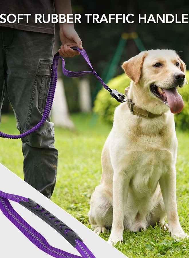 Joytale Tactical Dog Leash Heavy Duty, 4-6FT Shock Absorbing Bungee Lead with 2 Padded Handle, Metal Carabiner Clip, Car Seatbelt, Strong No Pull Leash for Medium Large X-Large Dogs, Purple  - Image 4