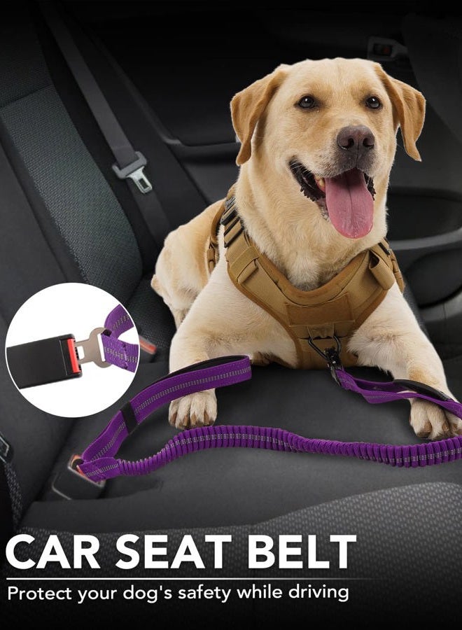 Joytale Tactical Dog Leash Heavy Duty, 4-6FT Shock Absorbing Bungee Lead with 2 Padded Handle, Metal Carabiner Clip, Car Seatbelt, Strong No Pull Leash for Medium Large X-Large Dogs, Purple  - Image 5